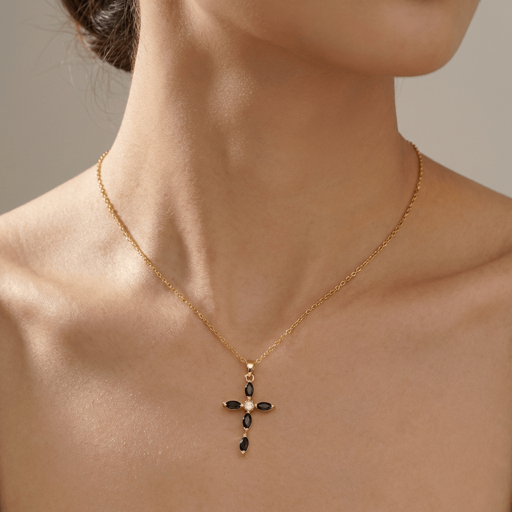 COLORFUL ZIRCON CROSS NECKLACE