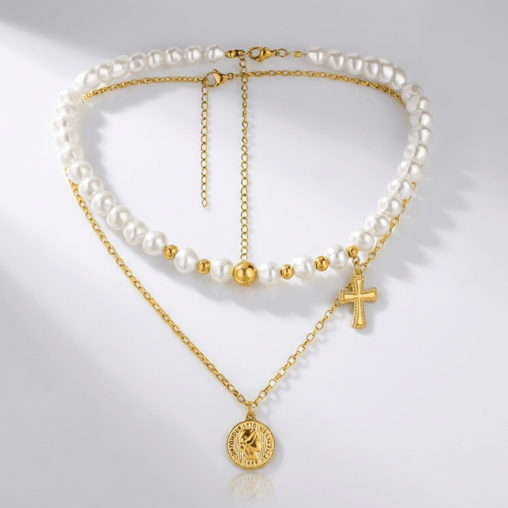 FAITHFUL PEARL LAYERED NECKLACE