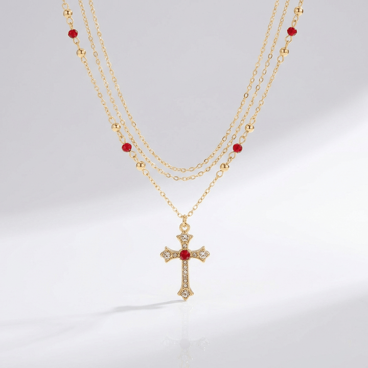 DIAMOND CROSS & COLORS NECKLACE