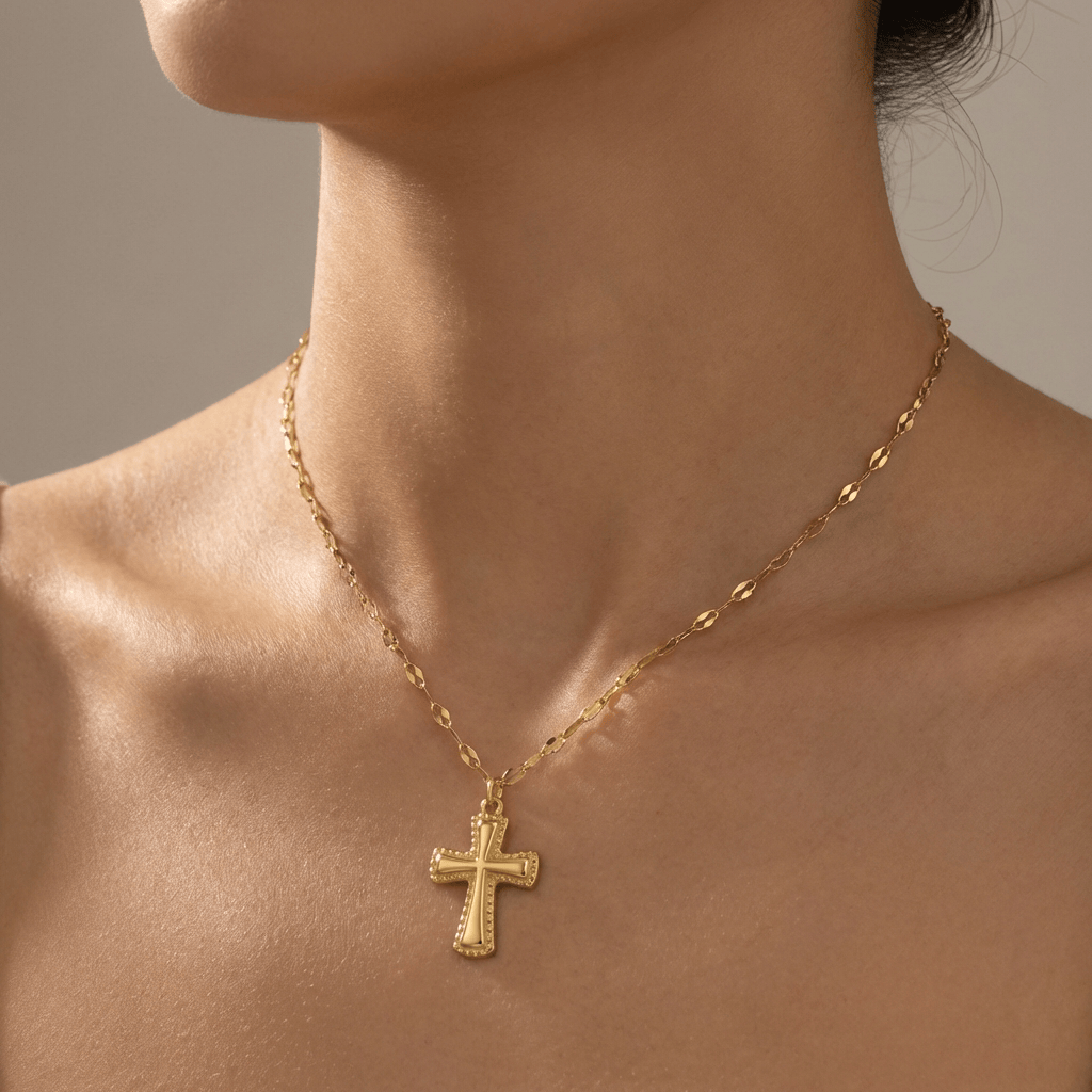 SIMPLE GOLD PLATED CROSS NECKLACE