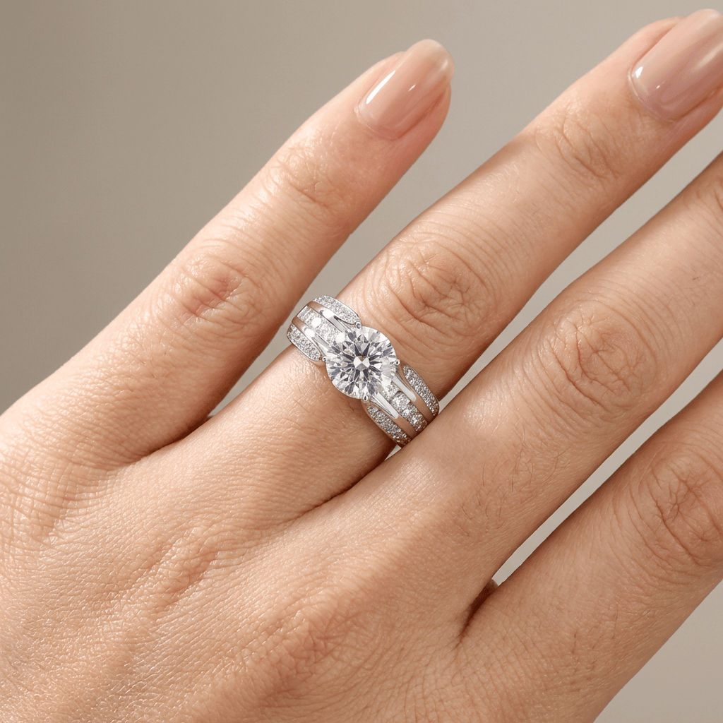 Silver Round Diamond Pavé Band Ring