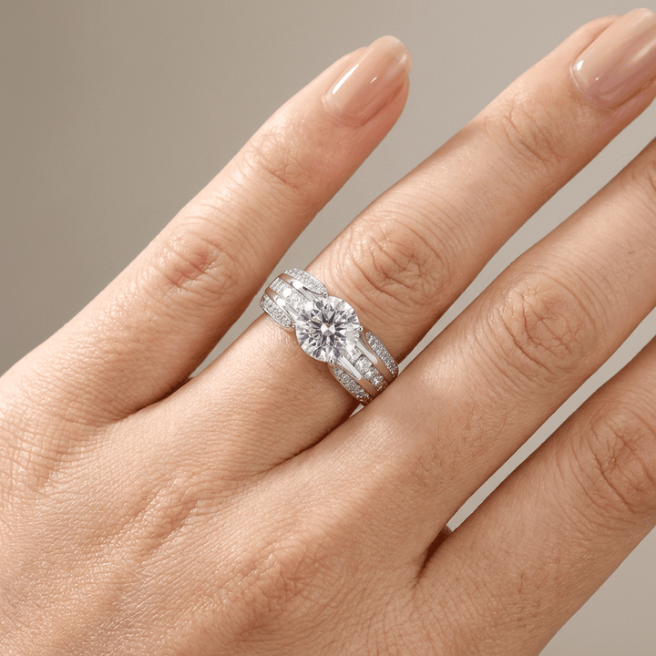 Silver Round Diamond Pavé Band Ring