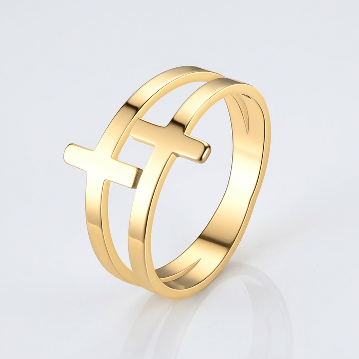 GRACE DOUBLE CROSS SILVER RING
