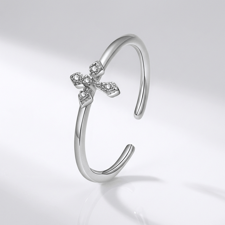 SILVER CROSS GLOW RING